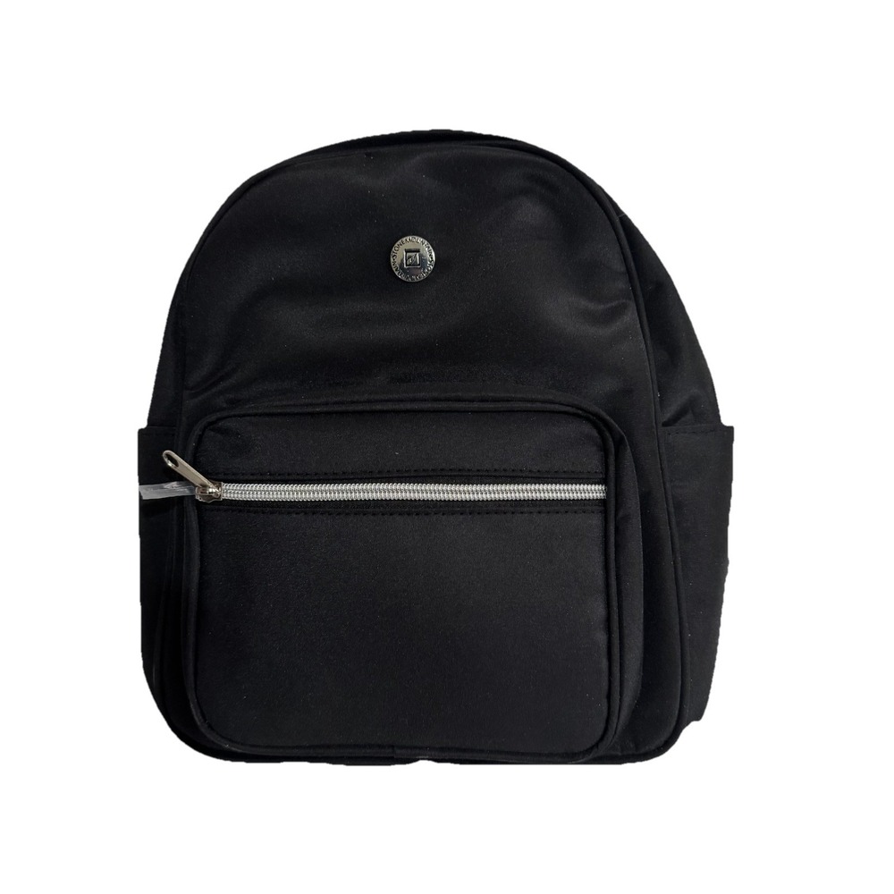 Stone Mountain Front Silver Zip Black Dome‎ Mini Backpack Bag Microfiber 10x10"